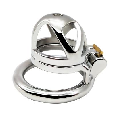 New Super Small Male Chastity Cage Stainless Steel Belt Penis Lock With 4 Size Arc Base Ring