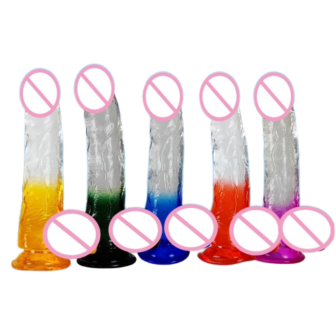 New Two-color Crystal Tpe Gradient Dildo Realistic  -penis & Female Anal Plug Direct From Factory