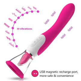 Popular Heating Nipple Sucker Licking Clitoris Stimulate Masturbate Erotic Dildo Vibrator For Women