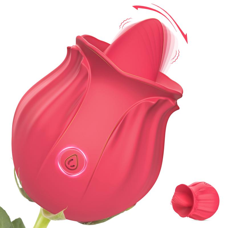 Rose Sex Stimulator For Women Mini Clitoral Vibrator With 10 Kinds Of Tongue Licking