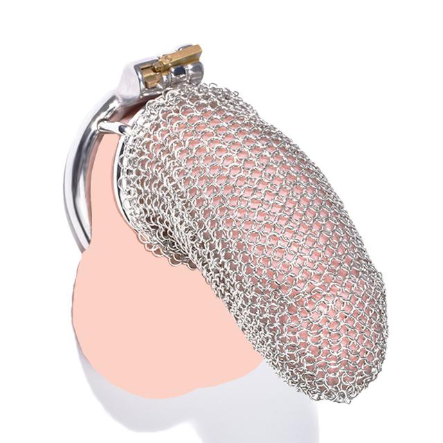 Sampro New Stainless Steel Male Penis Lock Mesh Chastity Cage Soft Armor Multiple Sizes