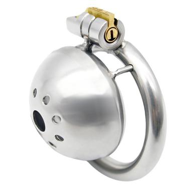 Stainless Steel Male Bird Chastity Lock A269   Penis Ring Alternative With Pot Lid Belt