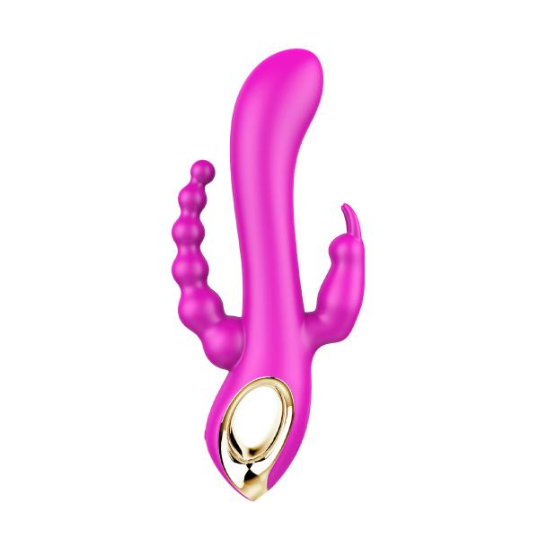 Three-head Mini Silicone Rechargeable 10-speed Vibrator For Anal Clitoral Triple Stimulation Usb New   Women