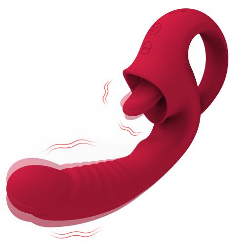Trans-gender 2 In1 Tongue Vibration Sex Machine Stimulate Clitoris Pussy Jueguetes Sexuals  For Woman Lesbian