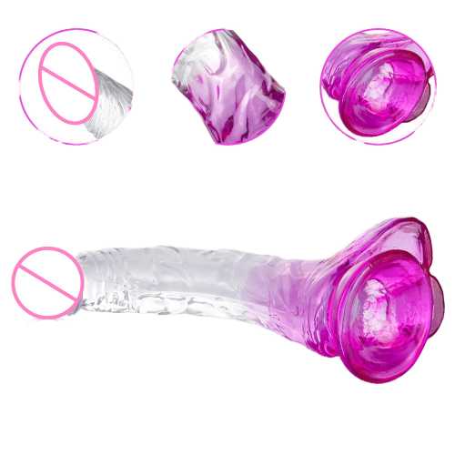 Transparent Two-color Soft Tpe Glass Dildo Crystal Clear Female Masturbator With Artificial Curved Design Sexy   Export