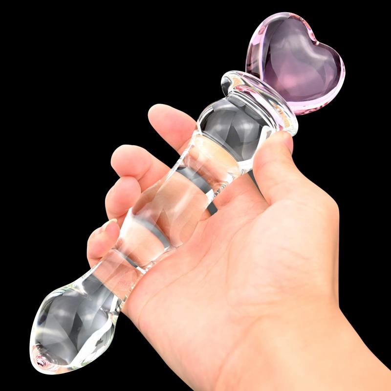 Vaginal And Anal Stimulation High-grade Crystal Beads Butt Plug Glass Dildo Penis  For Male