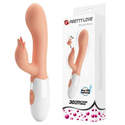 Wholesale  30 Modes Strong Vibrating Silicone Rabbit Tongue Licking Prettylove Vibrator Dildo For Women