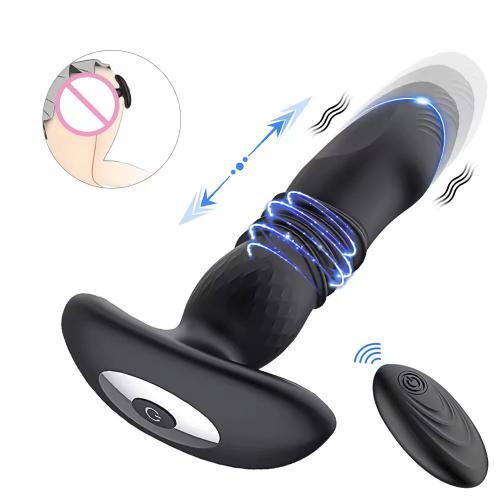 Wireless Remote Control Thrusting And 2in1 Prostate Massager Vibration Dildo Anal Butt Plug Vibrator  For Woman Man Pleasure