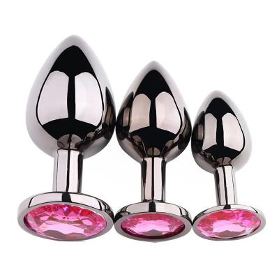 Women's Jewel S Size Anal Plug Color Gun With Round Base Colorful Metal Butt