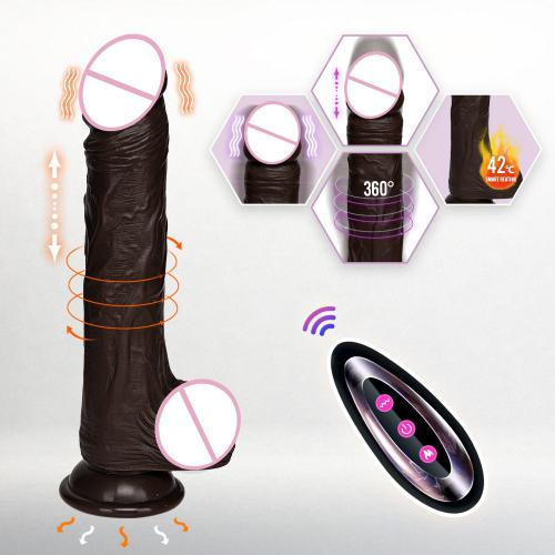 Yingjue K05  Female Dildo Simulated Black Coffee-colored Wireless Telescopic Rotating Vibrator Made Of Silicone Tpe Pvc