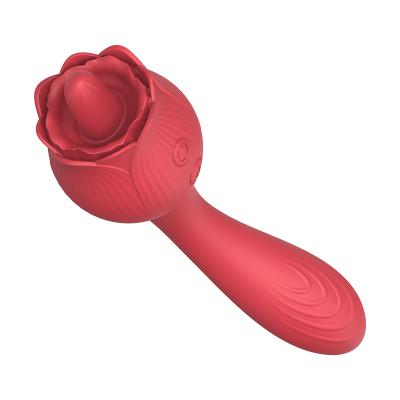 2-in-1 Rose  Licking Tongue Vibrator Female Clitoral G Spot Dildo Massage For Women Juguetes Sexual