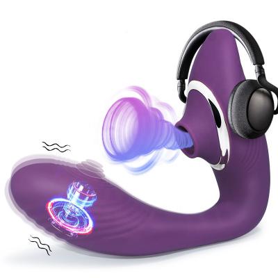 3-in-1 Clitoral Sucking & Vibrating G-spot Dildo Wearable Breast Suction Flapping Clitoris Vibrator For Women