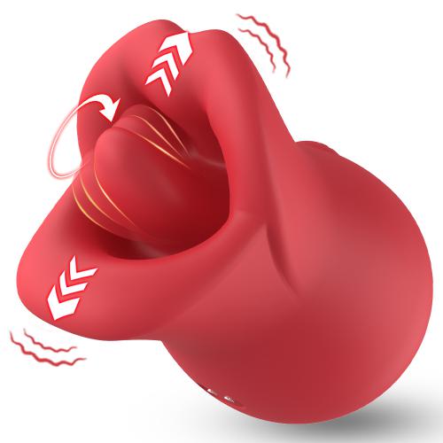 3 In 1 Real Biting Rose Red Mouth Lips Kiss Sucking Licking Vibrator  Women