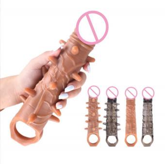 Penis Elongated Crystal Sleeve Silicone Erotic Sex With Male Thickened Large Vibrator Tooth Braces
