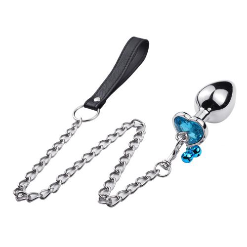 Metal Stainless Steel String Chain Bell Heart Shape  Anal Plug