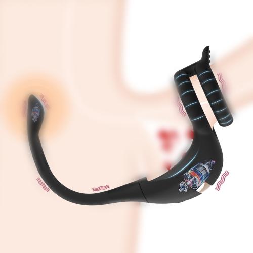 Anal Plug   Remote Control Double Lock Cock Ring 10 Vibration  Couple Delay