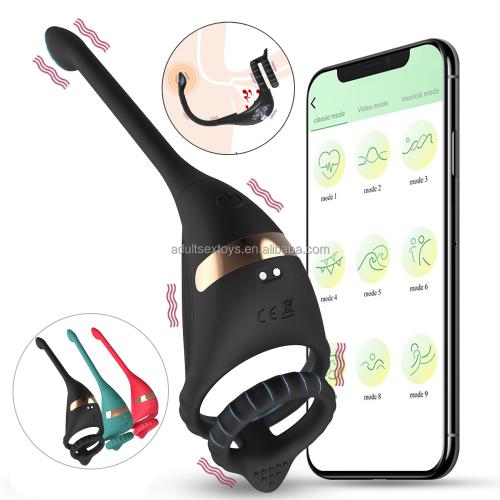 App Control Male Prostate Cock Ring With Mini Bullet Vibrator Rechargeable Rings  For Men Delay Ejaculation