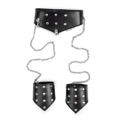 Bdsm  Hot Sale New Arrivals  Body Suit Bondage Restraint Neck Collar Chain With Shackles Set
