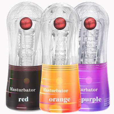 Bead Airplane Cup Charging Transparent 10 Variable Frequency Vibrating Ball Multi-channel Male Masturbator