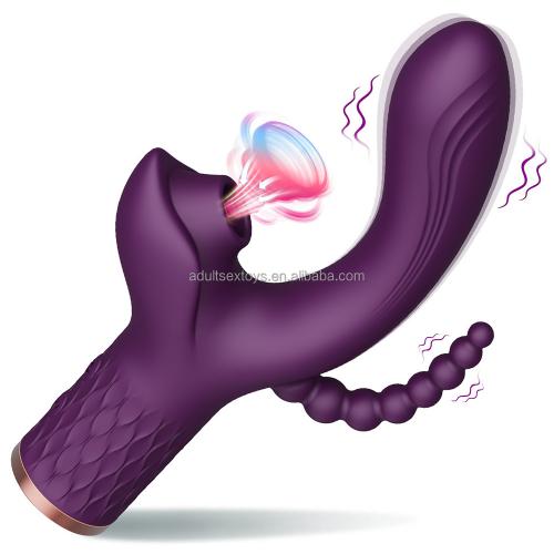 Customizable 3 In 1 Vibrators For Women Rabbit Vibrator With Anal Beads Clitoral Sucking