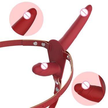 Dildo Tools Silicone Solid Lesbian  Double-headed Dildos Wear Leather Pants