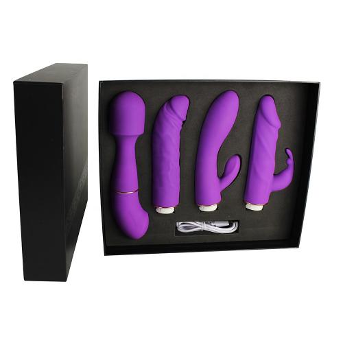 Luxury 4 In 1 Interchangeable Vibrator  Kit,10 Vibration Modes Wand Massager Rabbit G Spot Dildo For Women