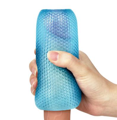 Male Masturbation  Clear Blue Portable  Penis Training Cup Masturbator