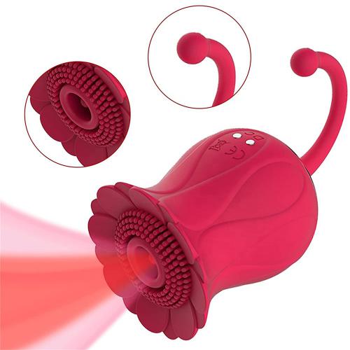 New 10-mode Rose Sucking Vibrator With Extended Stem Flower  For Women