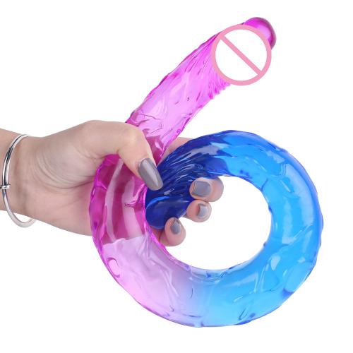 New Arrival  For Woman Multi Color   Anal Plug Lesbian Realistic Double Heads Jelly Dildo