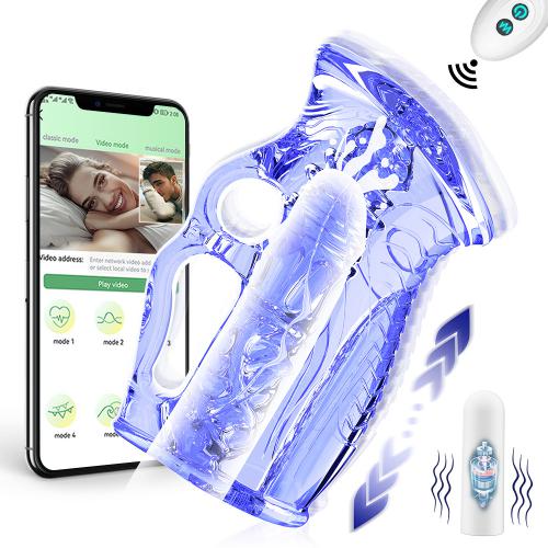 New Charging Transparent 10 Variable Frequency Hand Vibrating Multi-channel Male Masturbator