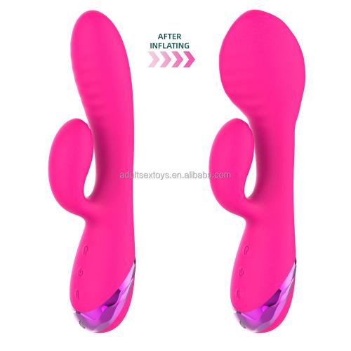 New Design Silicone G Spot Rabbit Vibrator 10 Vibrations Inflating   Inflatable Sex For Woman