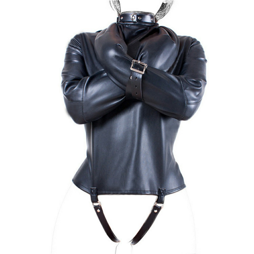 Sex Restraints  Black Leather Coat Bdsm  Restraint Jacket