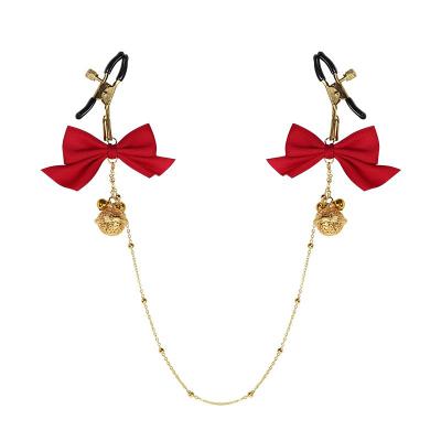 Bdsm Multi Color Chain Clips Flirting 1 Pair Bow Bwll Metal Nipple Clamp