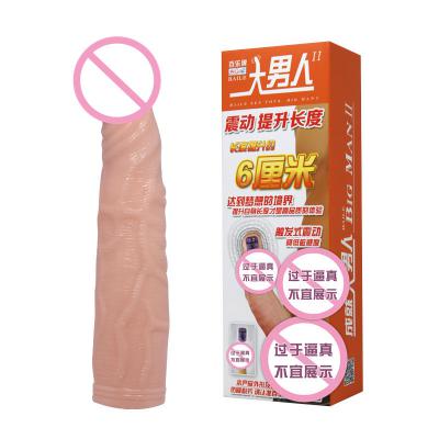 Wholesale Hot Selling  Silicone Spike Crystal Vibration Condom Transparent Vibrating Sleeve For Male