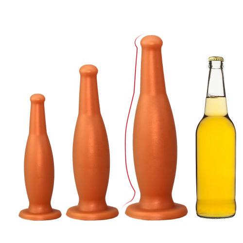 Wholesale   Ultra Soft Butt Plug P-spot Stimulation Silicone Anus Huge Big Beer Bottle Anal