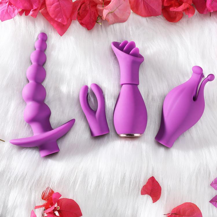 5 Pcs Per Set  Kit Clitoris Stimulator Vibrating Beads Anal Plug Women Head Changeable Tongue Licking Vibrator