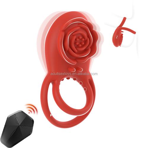 8 Vibrations  Male  Remote Control Vibrating Cock Ring With Rose Clitoral Stimulator