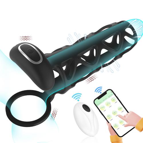 App/remote Soft Elastic Penis Enlargement Cock Cage Male  Vibrating Silicone Sleeve Ring Vibrators For Men