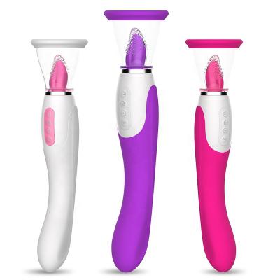 Heating Nipple Clitoral Stimulator Sucking Licking Tongue Vibrator With Suction Cups Breast Massager  For Woman
