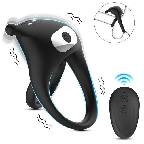 Remote 10 Modes Vibrating Cock Ring Clitoral Stimulator Silicone Penis Vibrator  For Couples