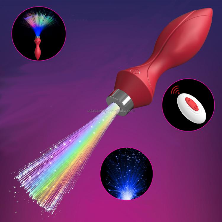 Remote Control 10-speed Vibrating Anal Plug With Flashing Light Tail Prostate Massager Sex Vibrator