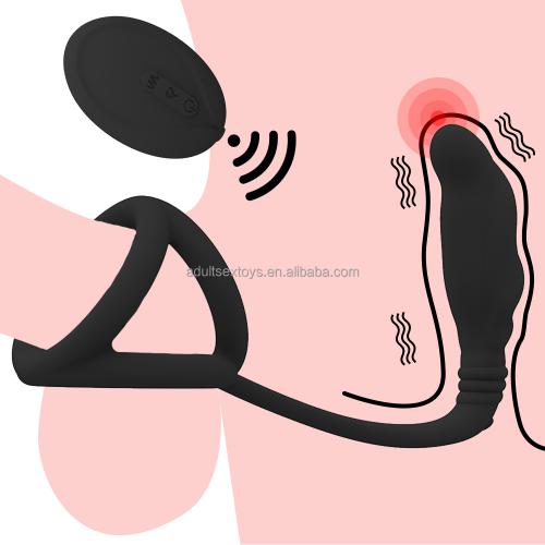 Remote Control Anal Butt Plug Vibrator 10 Vibrating Cock Ring With Prostate Massager