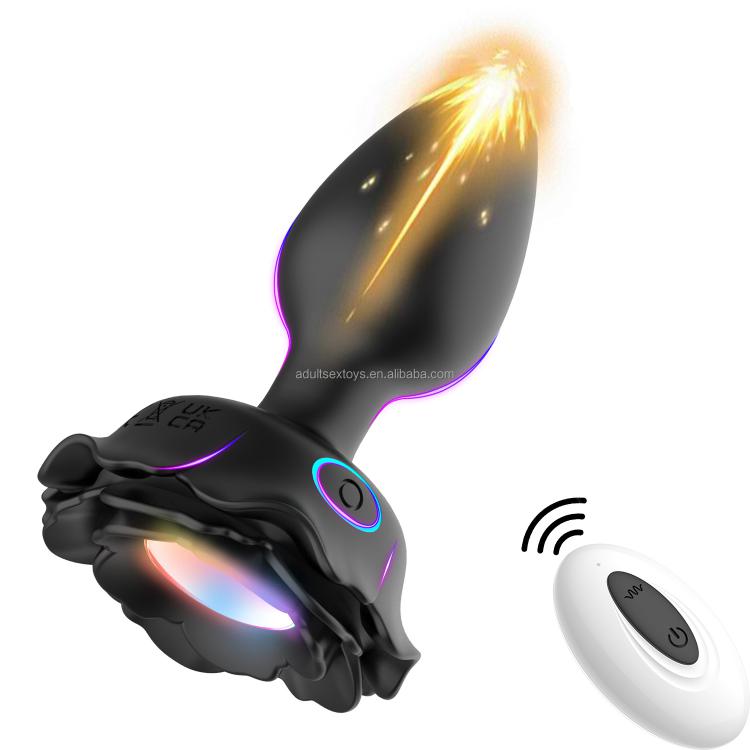Rose Vibrator Led Anal Plug  Light Up Butt 10 Vibration Modes With