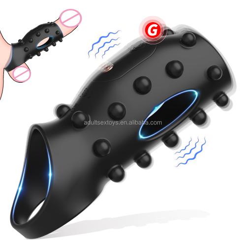 Soft Reusable Penis Enlargement Electric Silicone Sleeve  Male Delay Ejaculation Vibrating Cock Rings For Men
