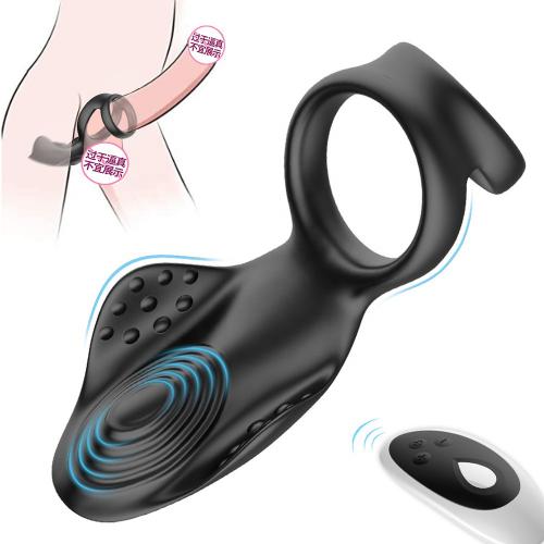 Soft Silicone Perineum Massage Penis Rings Vibrator For Men Remote Control Vibrating Double Cock Ring