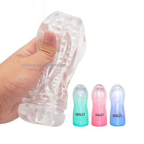 Transparent Clear Portable Pocket Pussy Stroker Vagina Textured Tpe Masturbation Sleeve Male Masturbator  For Men