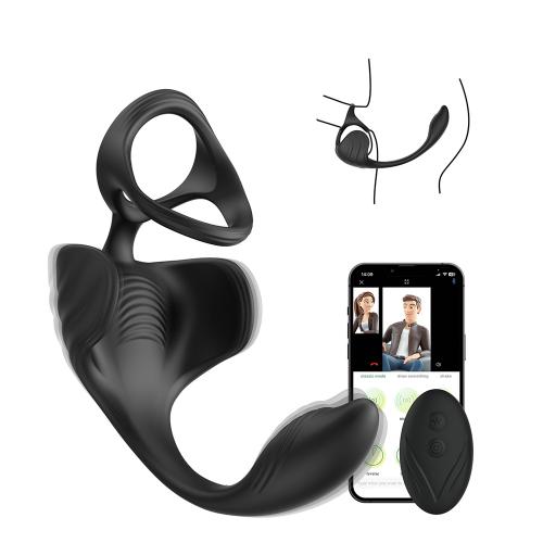 Triple Stimulation Male  9 Modes Vibrating Cock Ring Taint Stimulator Anal Plug Vibrators   For Men